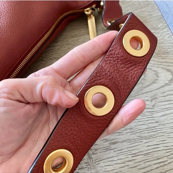 Michael Kors Red Hobo Bag with Gold Accents - Picture 7 of 9